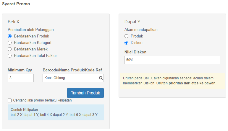 Contoh Promo Buy Qty Get Discount