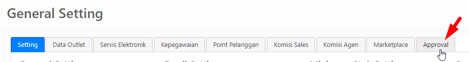 Tab Approval di General Setting