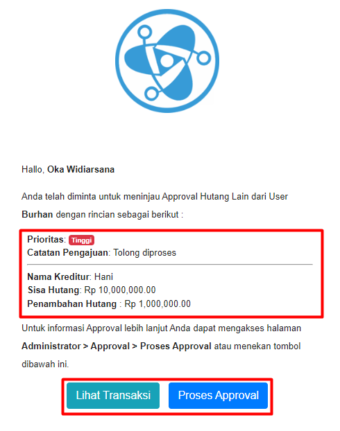 Konten Email Permohonan Approval