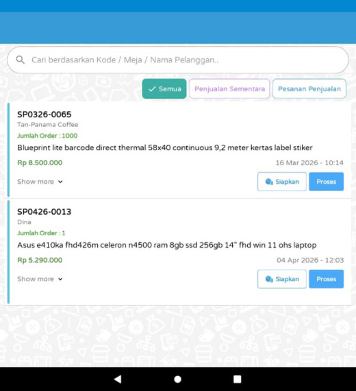 Proses Pesanan Erzap POS